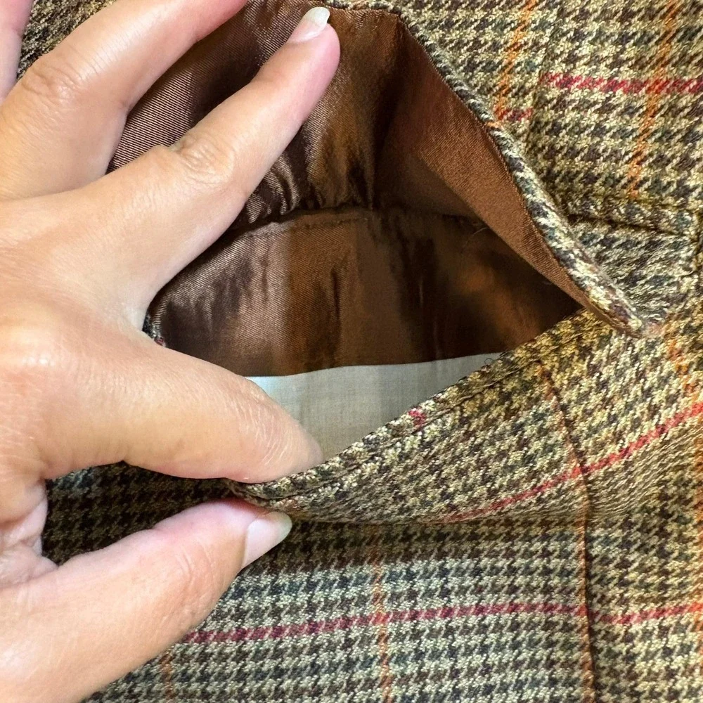 J.‎ Crew Oarsman Brown Plaid Wool Tweed Blazer Jacket 44L Made Italy Sport Coat